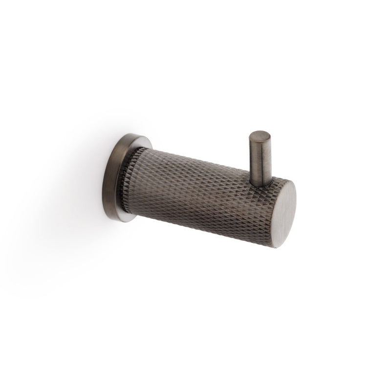 Alexander and Wilks - Brunel Diamond Knurled Coat Hook - Dark Bronze - AW775DBZPVD