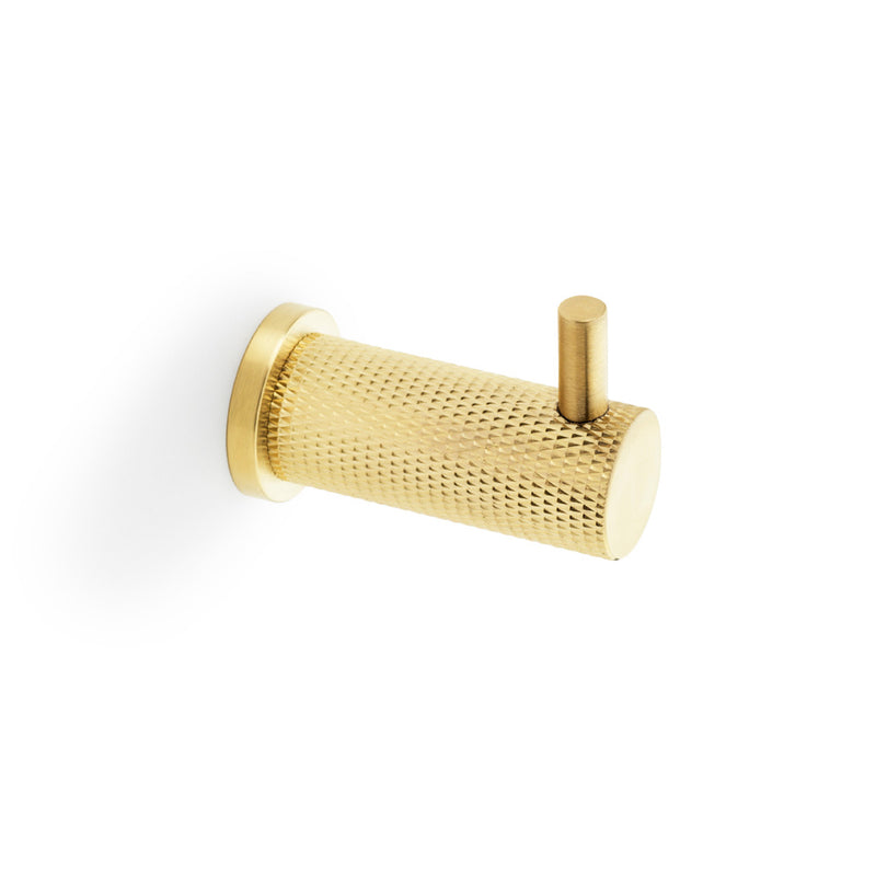 Alexander and Wilks - Brunel Diamond Knurled Coat Hook - Satin Brass PVD - AW775SBPVD