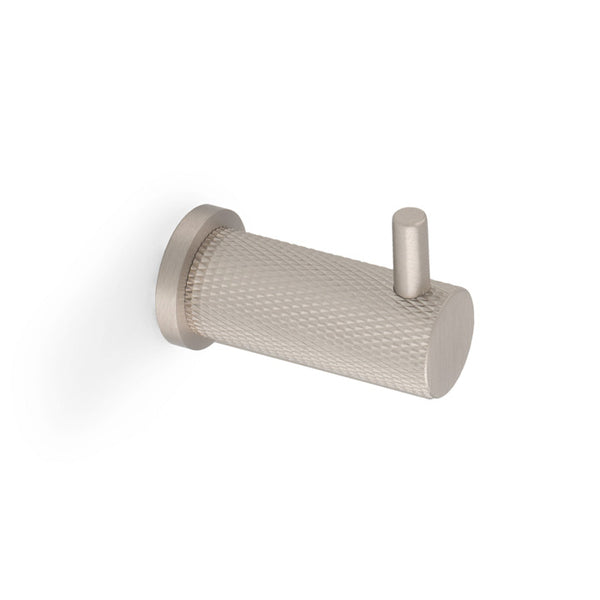 Alexander and Wilks -  Brunel Knurled Coat Hook - Satin Nickel - AW775SN