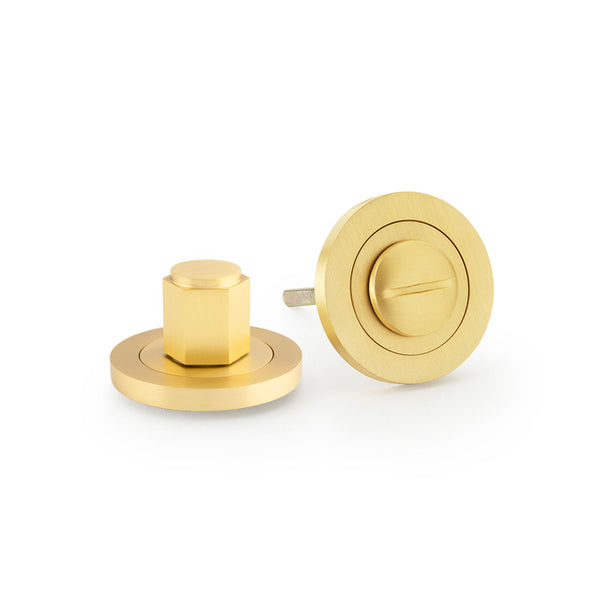 Alexander and Wilks Hex  Thumbturn And Release - Satin Brass - AW794SB