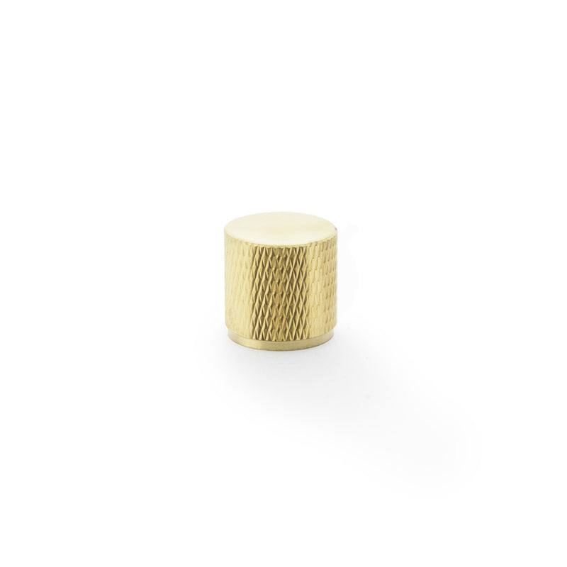 Alexander & Wilks - Brunel Knurled Cylinder Cupboard Knob -  Satin Brass PVD - 20mm - AW800-20-SBPVD