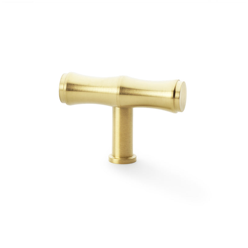 Alexander and Wilks - Crispin Bamboo T-bar Cupboard Knob - Satin Brass PVD - AW801B-55-SBPVD