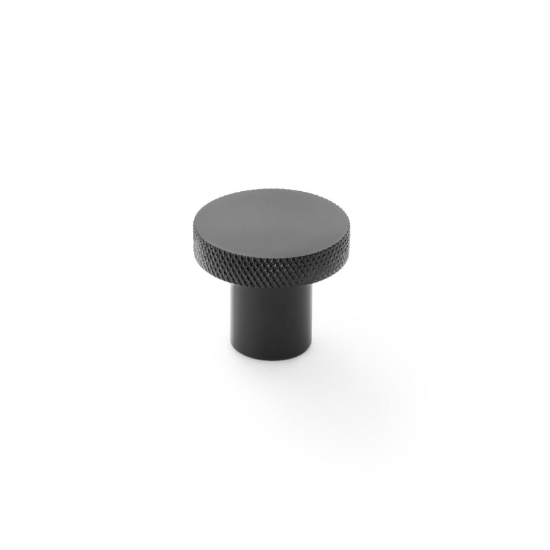 Alexander and Wilks - Hanover Knurled Circular Cupboard Knob - Black - 30mm - AW802-30-BL