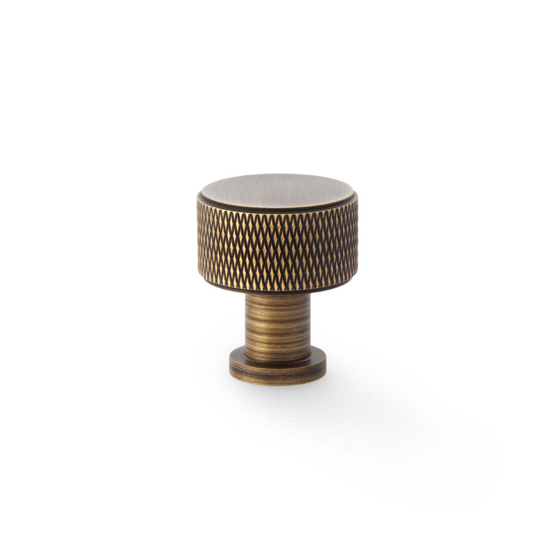 Alexander and Wilks -  Lucia Knurled Cupboard Knob - Antique Brass - 29mm - AW807K-29-AB