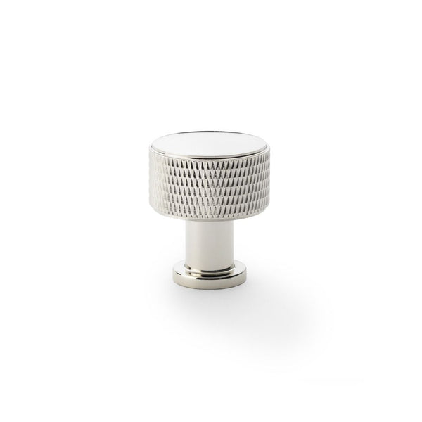 Alexander and Wilks -  Lucia Knurled Cupboard Knob - Polished Nickel PVD - 29mm - AW807K-29-PNPVD