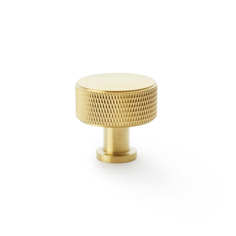 Alexander and Wilks -  Lucia Knurled Cupboard Knob - Satin Brass PVD - 35mm - AW807K-35-SBPVD