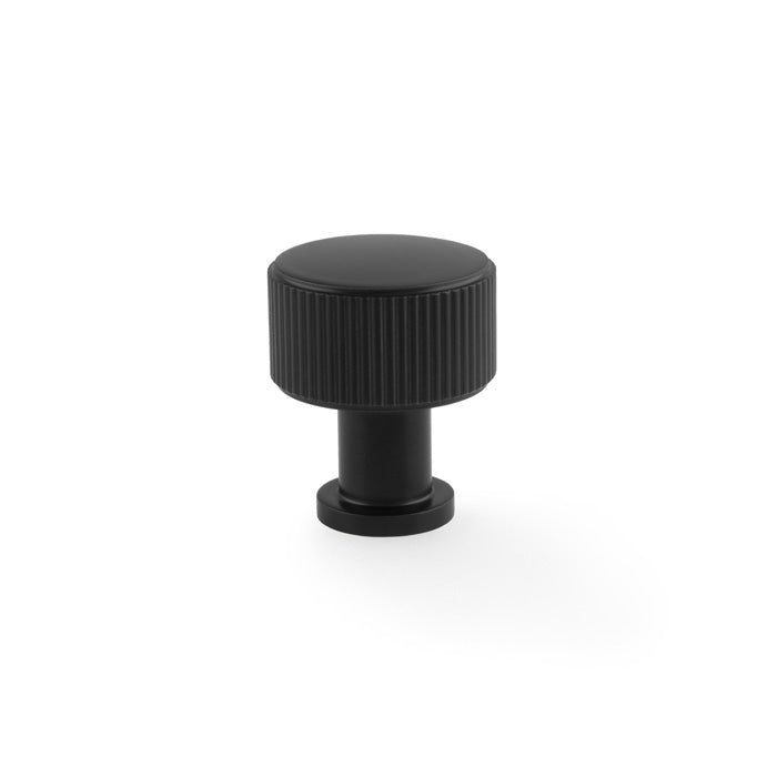 Alexander & Wilks Lucia Reeded Alexander and Wilks Cupboard Knob - Black - 29mm - AW807R-29-BL