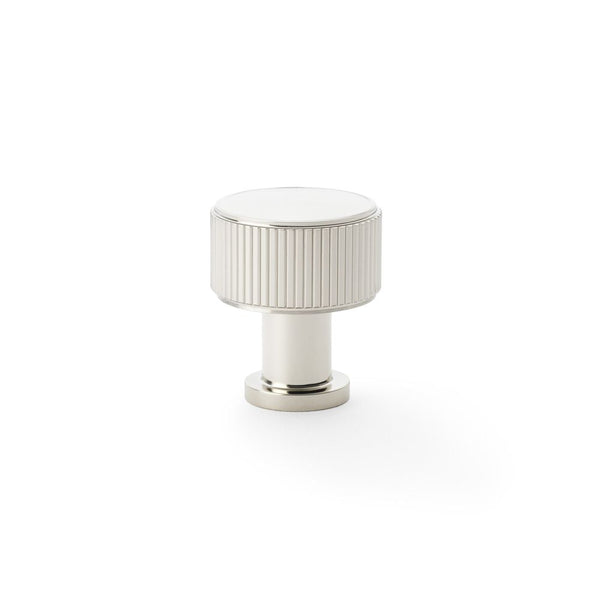 Alexander and Wilks -  Lucia Reeded Cupboard Knob - Polished Nickel PVD - 35mm - AW807R-35-PNPVD