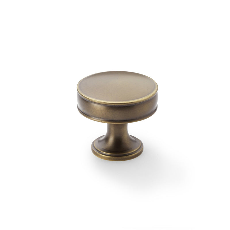 Alexander and Wilks - Lynd Cupboard Knob - Antique Brass - 38mm - AW808-38-AB