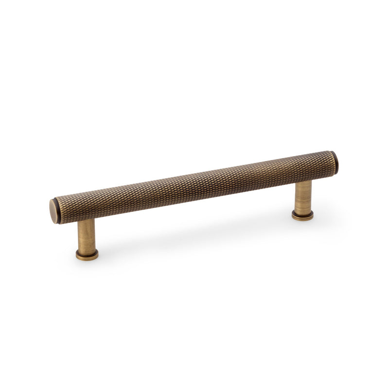 Alexander and Wilks - Crispin Knurled T-bar Cupboard Pull Handle - Antique Brass - 128mm - AW809-128-AB