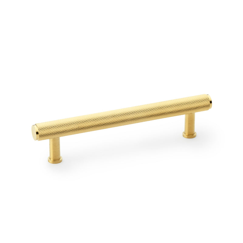 Alexander and Wilks - Crispin Knurled T-bar Cupboard Pull Handle - Satin Brass PVD - 128mm - AW809-128-SBPVD