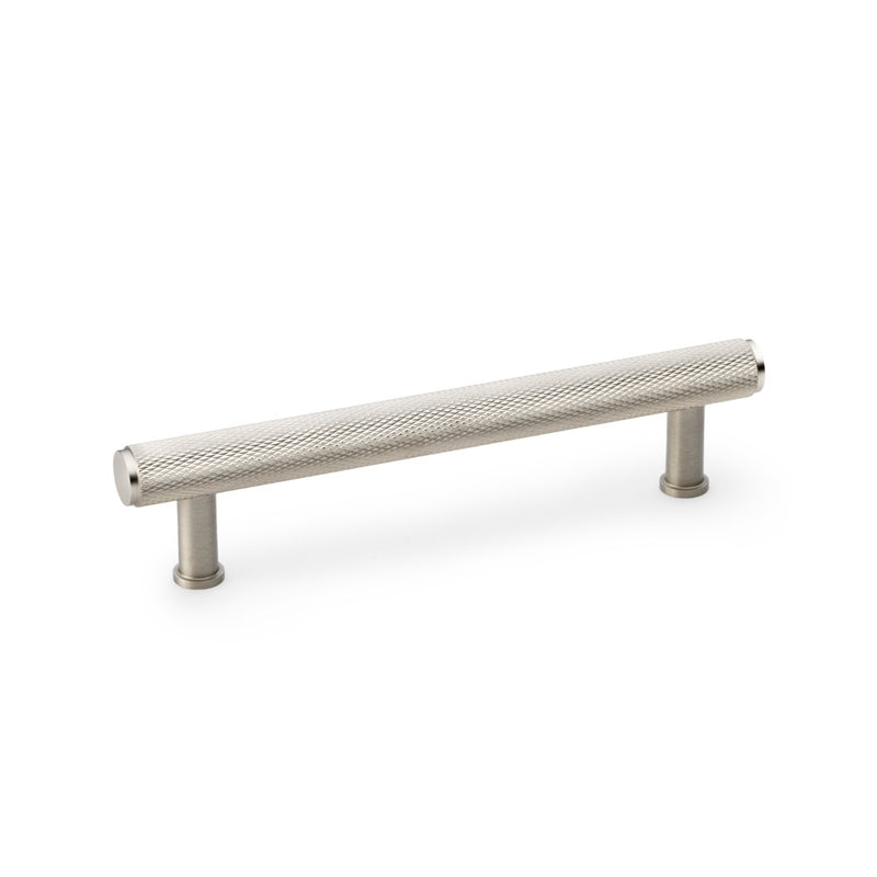 Alexander and Wilks - Crispin Knurled T-bar Cupboard Pull Handle - Satin Nickel - 128mm - AW809-128-SN