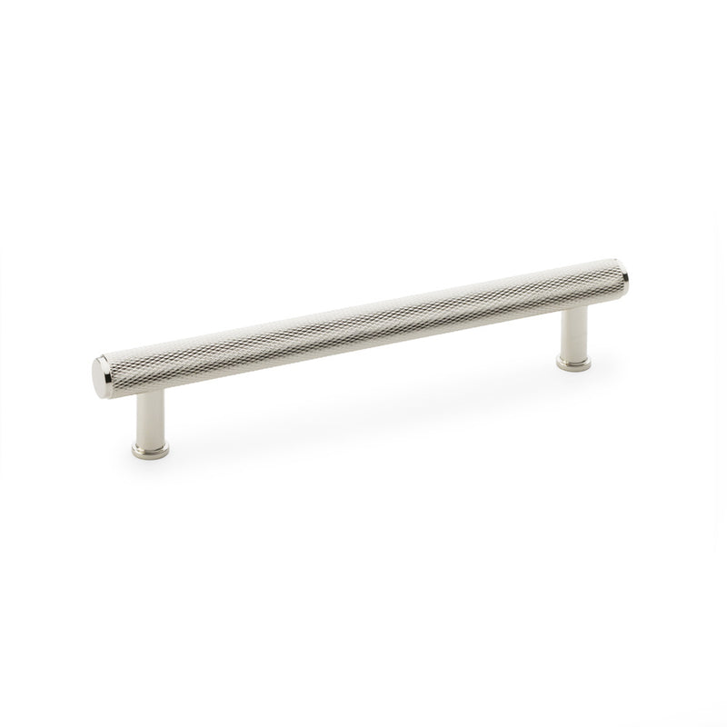 Alexander and Wilks - Crispin Knurled T-bar Cupboard Pull Handle - Polished Nickel - 160mm - AW809-160-PN