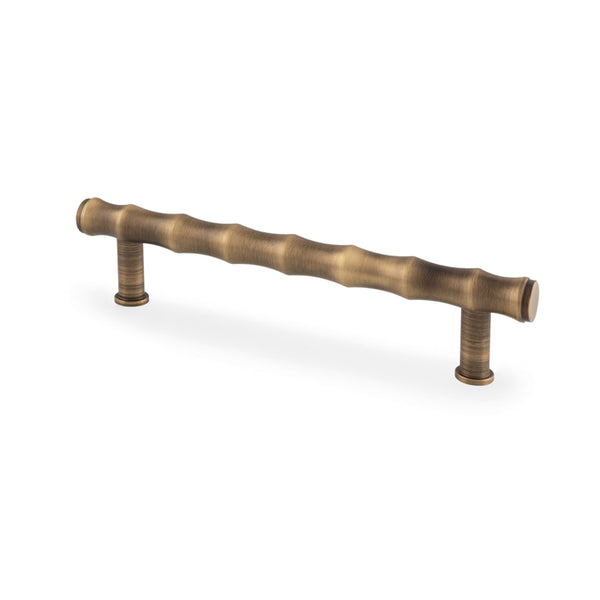 Crispin Bamboo T-Bar  Cupboard Pull Handle - Antique Brass - 128mm Centres - AW809B-128-AB