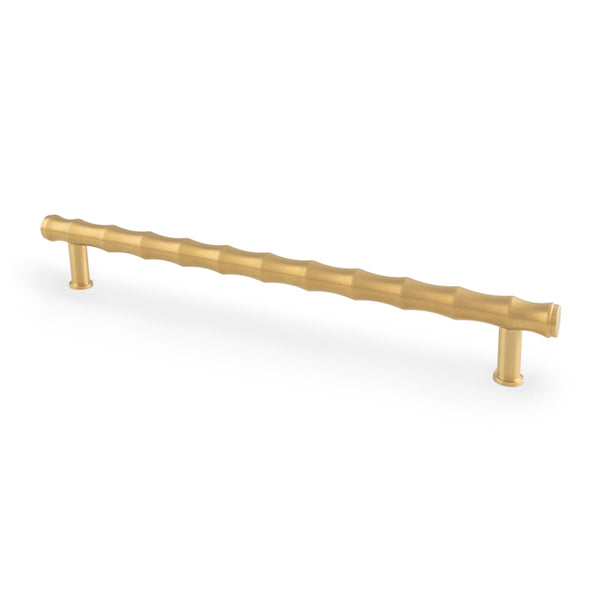 Crispin Bamboo T-Bar  Cupboard Pull Handle - Satin Brass Pvd - 224mm Centres - AW809B-224-SBPVD