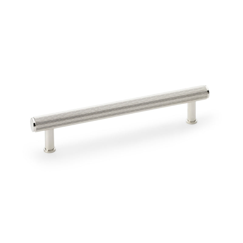 Alexander and Wilks - Crispin Reeded T-bar Cupboard Pull Handle - Polished Nickel - 160mm - AW809R-160-PN