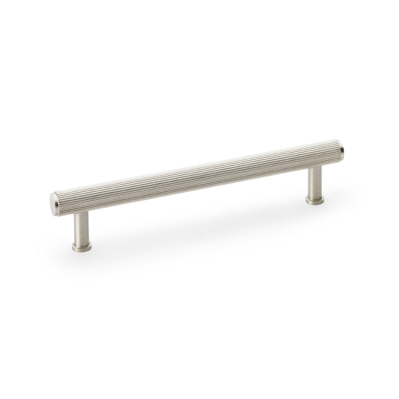 Alexander and Wilks - Crispin Reeded T-bar Cupboard Pull Handle - Satin Nickel - 160mm - AW809R-160-SN