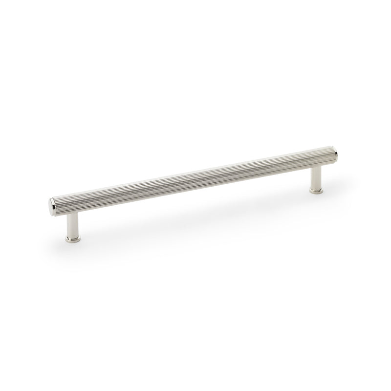 Alexander and Wilks - Crispin Reeded T-bar Cupboard Pull Handle - Polished Nickel - 224mm - AW809R-224-PN