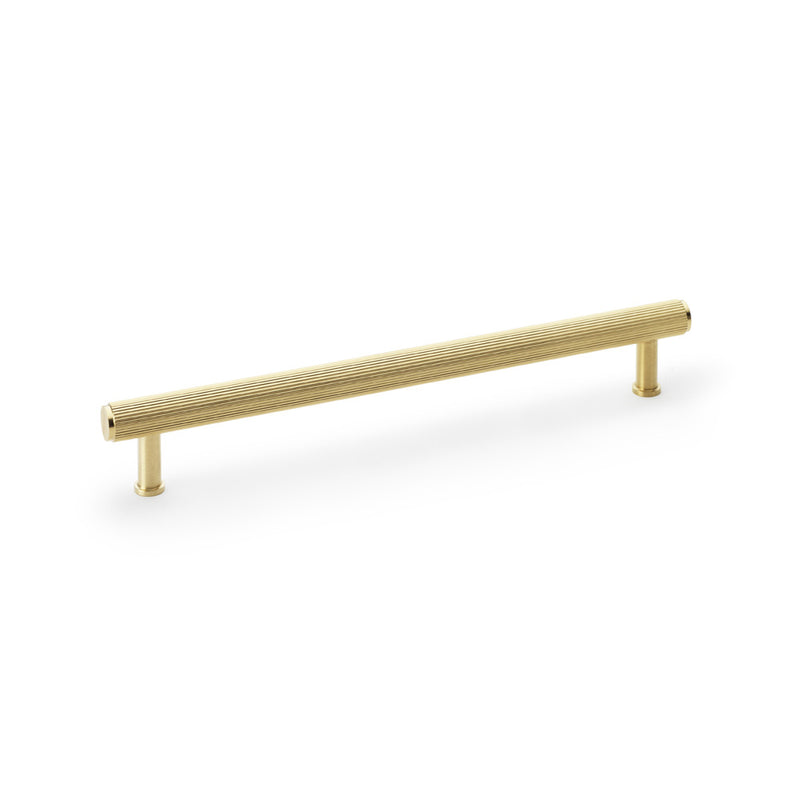 Alexander and Wilks - Crispin Reeded T-bar Cupboard Pull Handle - Satin Brass PVD - 224mm - AW809R-224-SBPVD