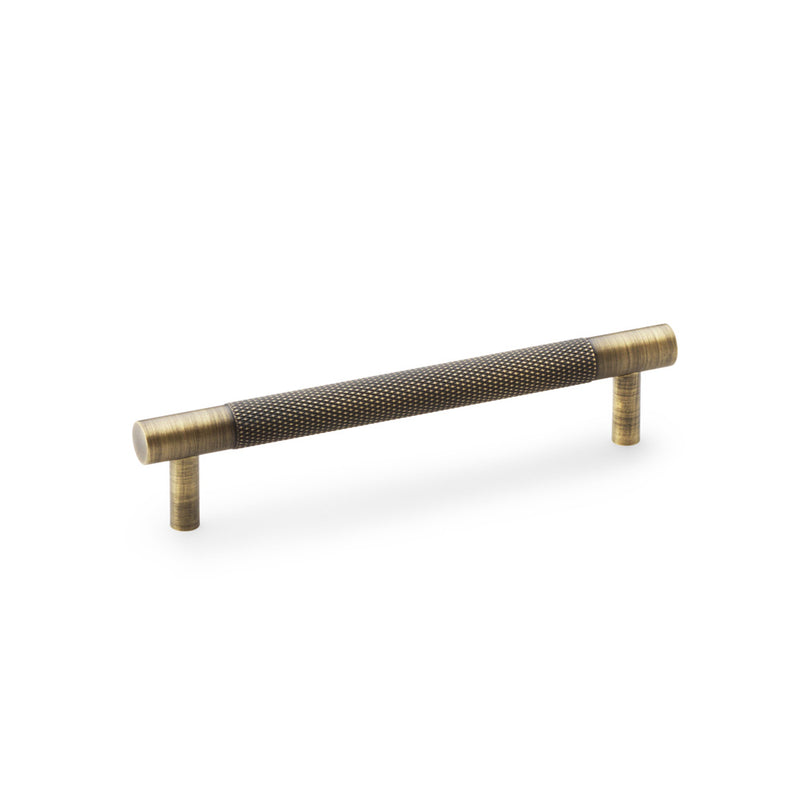 Alexander & Wilks - Brunel Knurled T-Bar Cupboard Handle - Antique Brass - Centres 128mm - AW810-128-AB