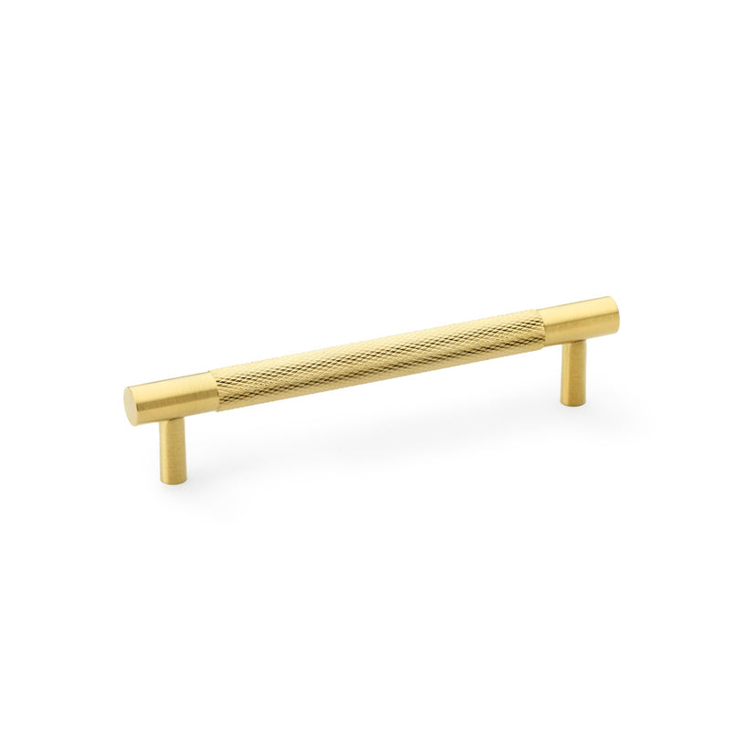 Alexander & Wilks - Brunel Knurled T-Bar Cupboard Handle - Stainless Satin Brass - Centres 128mm - AW810-128-SBPVD