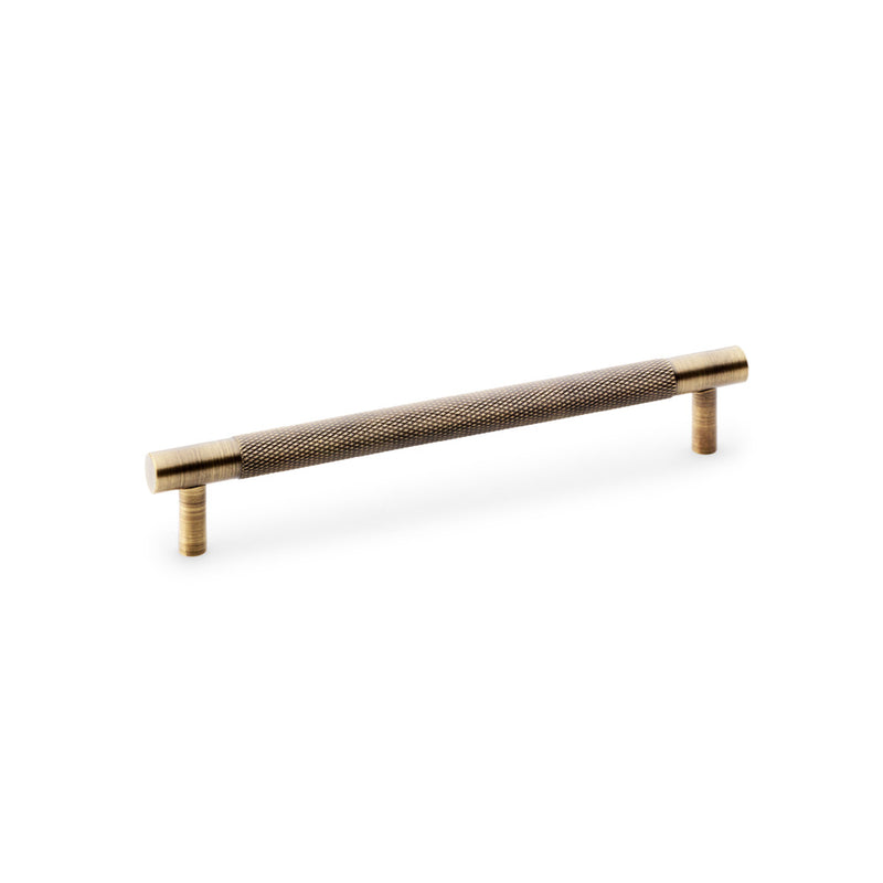 Alexander & Wilks - Brunel Knurled T-Bar Cupboard Handle - Antique Brass - Centres 160mm - AW810-160-AB