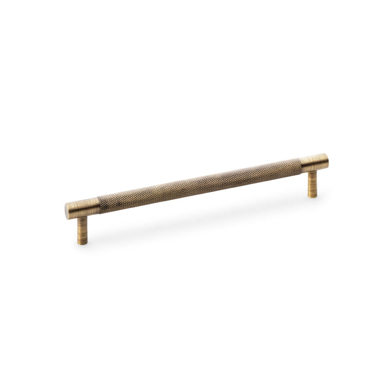 Alexander & Wilks - Brunel Knurled T-Bar Cupboard Handle - Antique Brass - Centres 192mm - AW810-192-AB