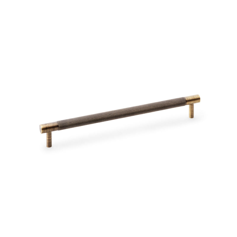 Alexander & Wilks - Brunel Knurled T-Bar Cupboard Handle - Antique Brass - Centres 224mm - AW810-224-AB