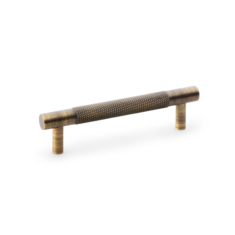 Alexander & Wilks - Brunel Knurled T-Bar Cupboard Handle - Antique Brass - Centres 96mm - AW810-96-AB