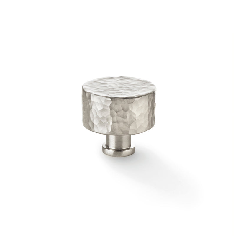 Alexander and Wilks Leila Hammered Cupboard Knob - Satin Nickel - 35mm - AW816-35-SN