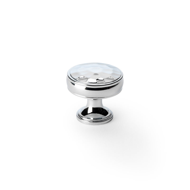 Alexander and Wilks - Lynd Hammered Cupboard Knob - Polished Chrome - 32mm - AW818-32-PC