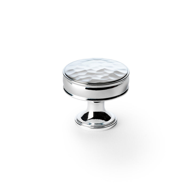 Alexander and Wilks - Lynd Hammered Cupboard Knob - Polished Chrome - 38mm - AW818-38-PC