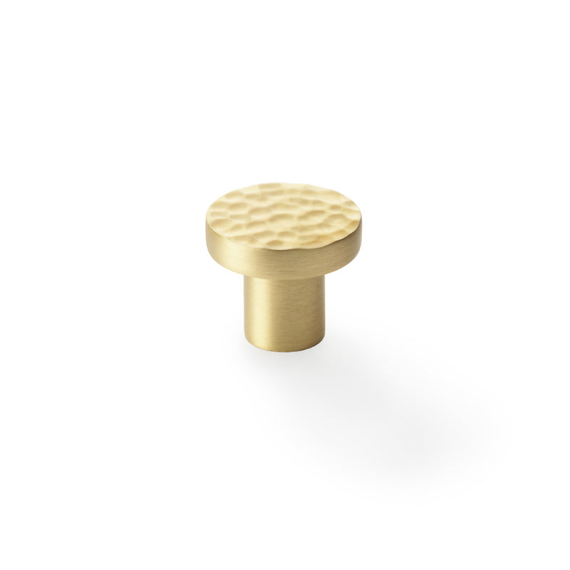 Alexander and Wilks - Hanover Hammered Cupboard Knob - Satin Brass - 30mm - AW820-30-SN