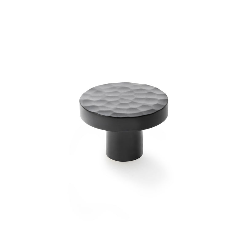 Alexander and Wilks - Hanover Hammered Cupboard Knob - Black - 38mm - AW820-38-BL