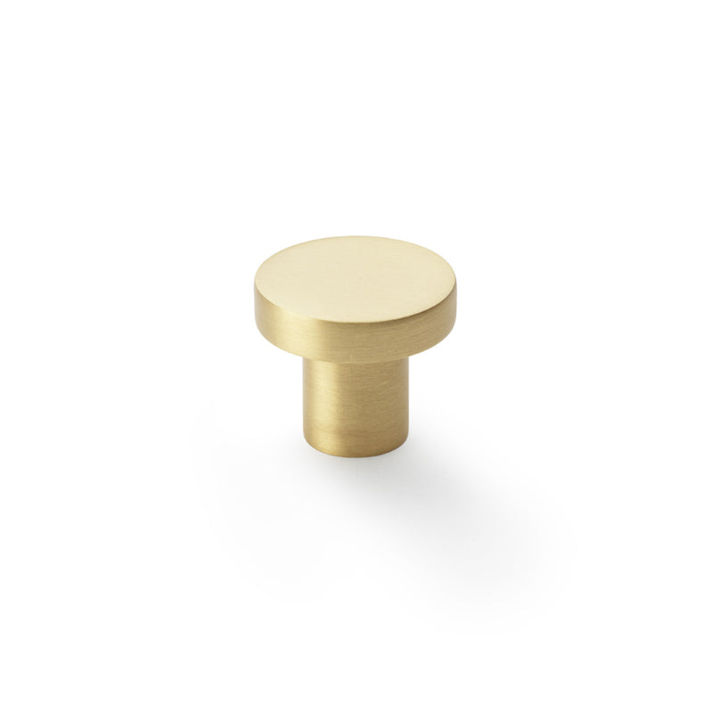 Alexander and Wilks Hanover Plain Cupboard Knob - Satin Brass - Knob 30mm - AW821-30-SB