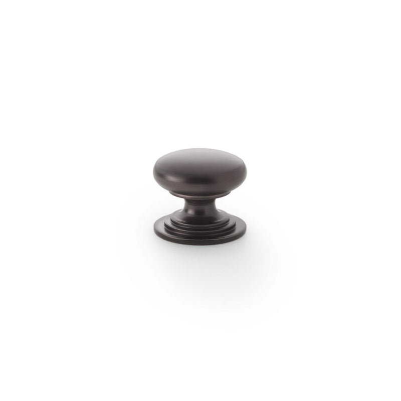 Alexander and Wilks - Waltz Round Cupboard Knob on Stepped Rose - Dark Bronze - Knob 25mm - AW825-25-DBZ