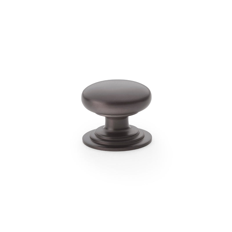 Alexander and Wilks - Waltz Round Cupboard Knob on Stepped Rose - Dark Bronze - Knob 32mm - AW825-32-DBZ