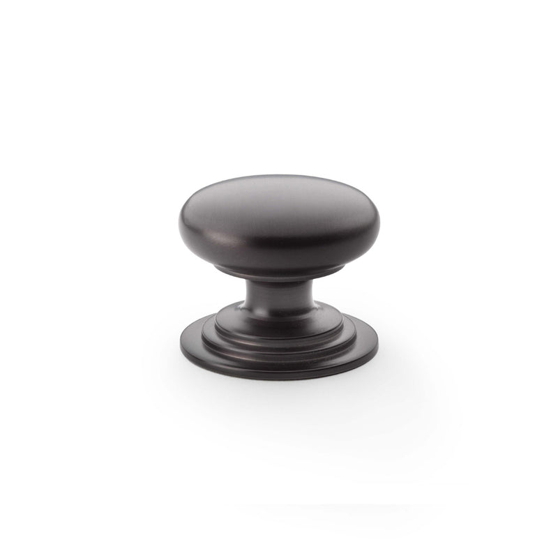 Alexander and Wilks - Waltz Round Cupboard Knob on Stepped Rose - Dark Bronze - Knob 38mm - AW825-38-DBZ