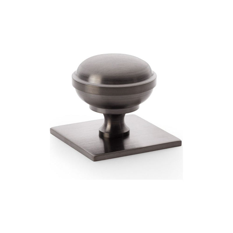 Alexander and Wilks - Quantock Cupboard Knob on Square Backplate - Dark Bronze PVD - 38mm - AW826-38-DBZPVD