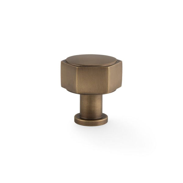 Alexander & Wilks Vesper Alexander and Wilks Hex  Cabinet Knob - Antique Brass - AW828-33-AB