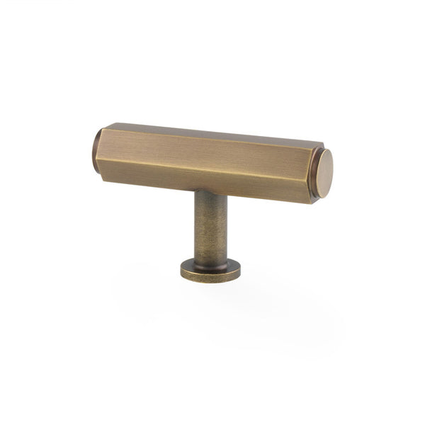 Alexander & Wilks Vesper Alexander and Wilks Hex  T-Bar Cabinet Knob - Antique Brass - AW829-55-AB