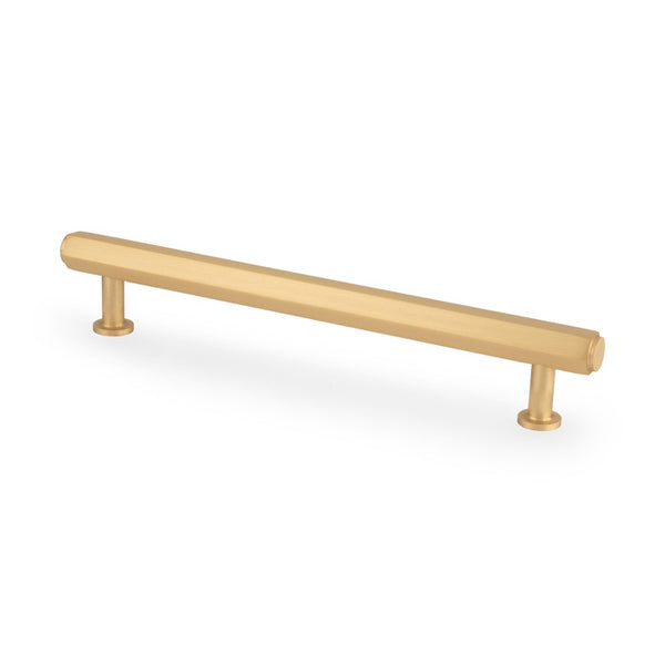 Alexander & Wilks Vesper Alexander and Wilks Hex  T-Bar Cabinet Pull-Satin Brass-160mm C/C - AW830-160-SB