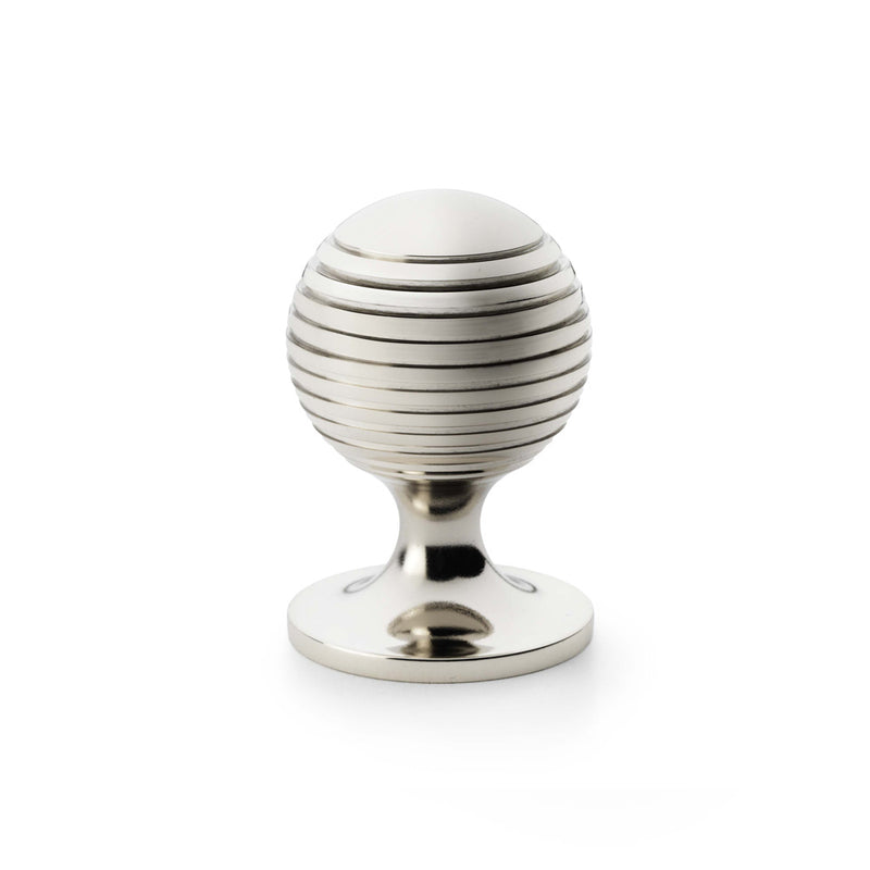 Alexander and Wilks - Caesar Cupboard Knob on Round Rose - Polished Nickel - 38mm - AW832-38-PN