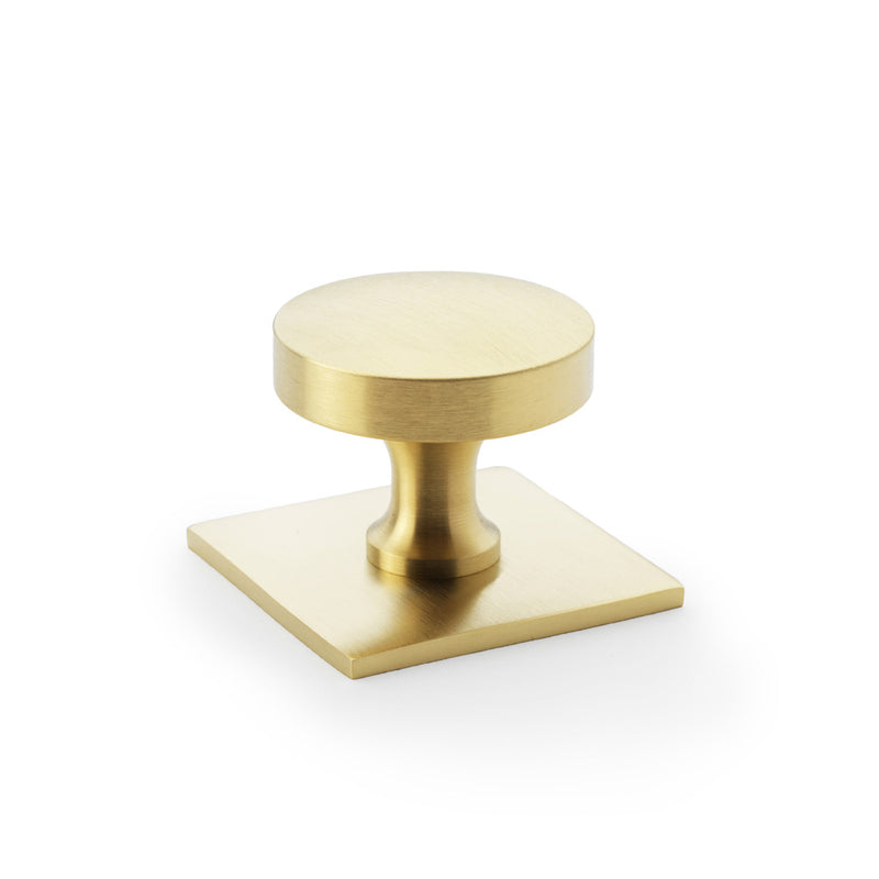 Alexander and Wilks - Bullion Cupboard Knob on Square Backplate - Satin Brass PVD - AW835-38-SBPVD