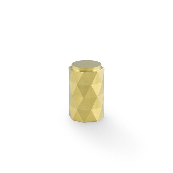 Alexander & Wilks Diamond Cut Cylinder Cabinet Knob - 30mm - Satin Brass Pvd - AW847-30-SBPVD