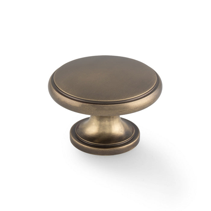 Alexander and Wilks - Cambridge Round Cupboard Knob - Antique Brass - AW849-38-AB