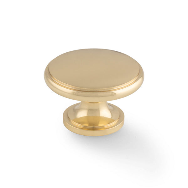 Alexander and Wilks - Cambridge Round Cupboard Knob - Polished Brass - AW849-38-PB