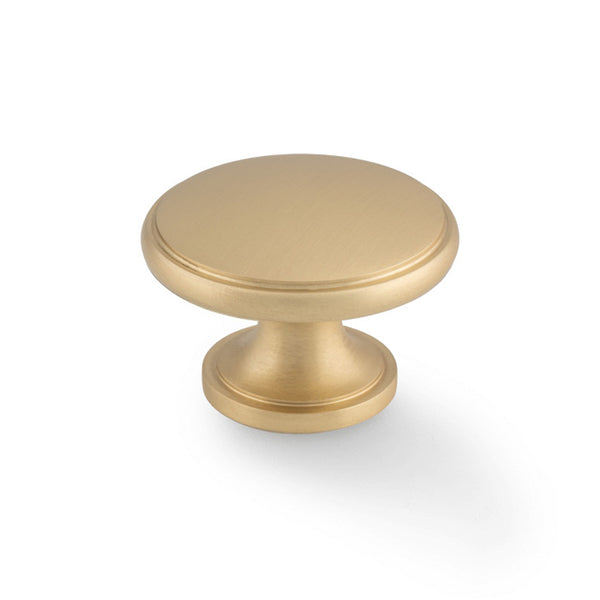 Alexander and Wilks - Cambridge Round Cupboard Knob - Satin Brass - AW849-38-SB