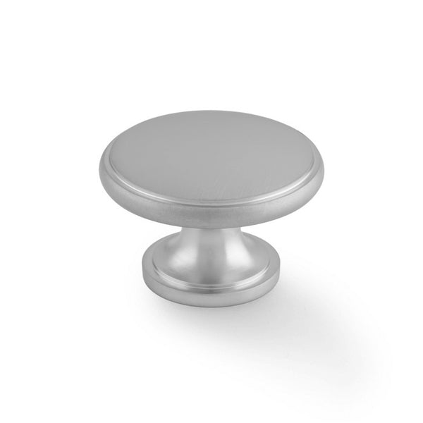 Alexander and Wilks - Cambridge Round Cupboard Knob - Satin Chrome - AW849-38-SC