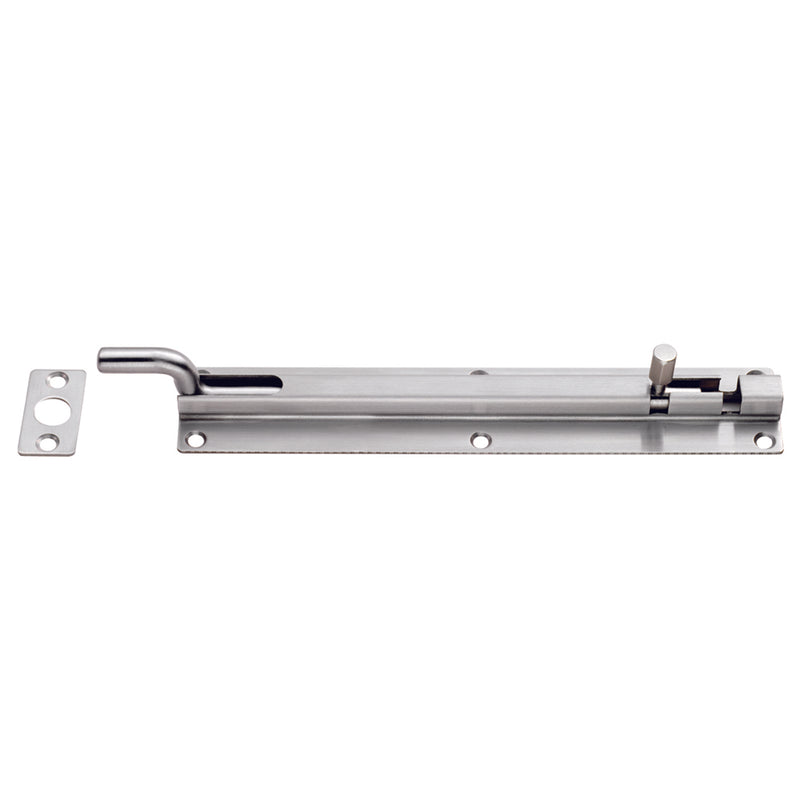 Eurospec - Cranked Barrel Bolt 200mm x 38mm - Satin Stainless Steel - BBT1200CR/SSS - Choice Handles